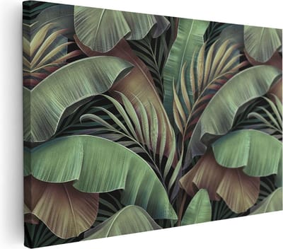 Artaza Canvas Schilderij Jungle - 30x20 cm - Klein - Muurdecoratie Botanisch - Wanddecoratie Planten - Kamer Accessoires