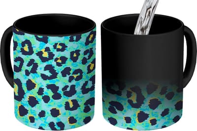 Magische Mok - Foto op Warmte Mokken - Koffiemok - Panterprint - Neon - Dieren - Design - Magic Mok - Beker - 350 ML - Theemok