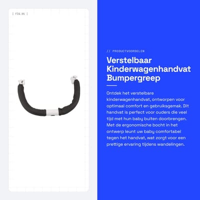 Dailygoods- Kinderwagenhandvat Verstelbaar - Bumpergreep - Armsteun - Kinderwagenaccessoires - Zachte Grip - Kunststof/Stalen Buizen - Bumperbar