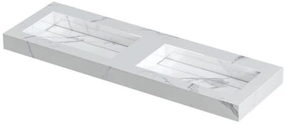 Ink Pitch dubbele meubelwastafel 140x45cm keramische slab - zonder kraangaten - Statuario