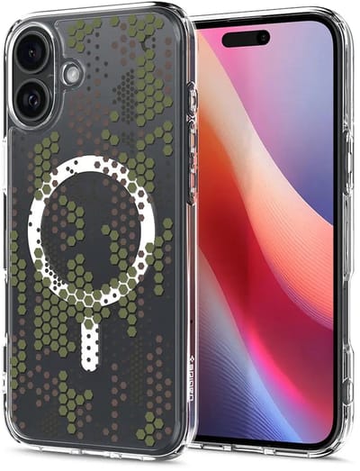 Spigen Ultra Hybrid MagFit - Hoesje Geschikt voor Apple iPhone 16 - Compatibel met MagSafe - Back Cover Digital Camo