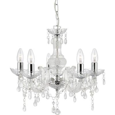 Searchlight Kroonluchter Marie Therese, helder, 5-lamps