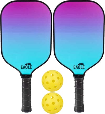 Pickleball Set Eaqle Blauw/Paars, 2 Rackets + 2 Ballen