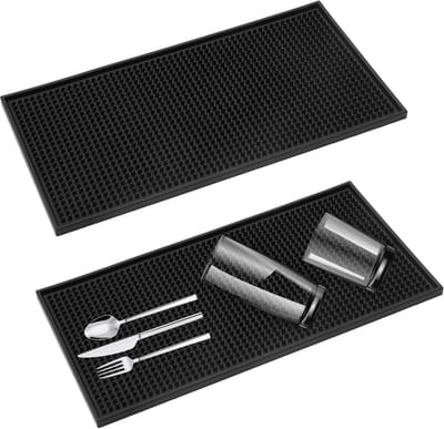 2 stuks 30 x 15 cm barmat, zwart, afdruipmat, gootsteen, afdruipmat, voor het snel drogen van glazen, servies, droogpad voor bar, club, keuken, restaurant, toonbank, café