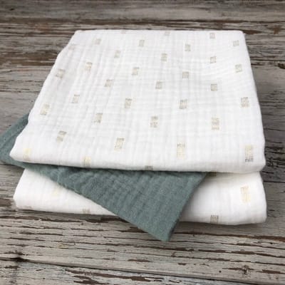 Hydrofieldoeken - set - metallic - strepen - oudgroen - 60x60cm -3 stuks