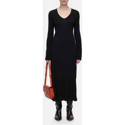 Closed Long Sleeve Rib Dress Black Size: L | Maxi Dresses Outlet | Dames | Zwart