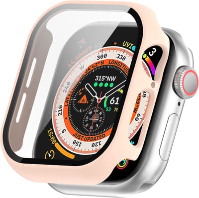 By Qubix - Apple Watch Hard Case Waterproof - Lichtroze - Geschikt voor Apple Watch 46mm hoesje - screenprotector - Bescherming iWatch - Bescherm hoesje
