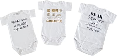 romper baby set met tekst jongen meisje korte mouw 3 stuks| liefste mama , superman papa en ik ben het mooiste cadeautje dit jaar| maat 50-56 | kraamcadeau kraamkado aankondiging bekendmaking zwangerschap geboorte voor de liefste aanstaande