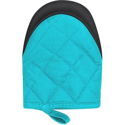 Gants de cuisine courts et résistants à la chaleur pour barbecue, pâtisserie, cuisine et grillades bleu