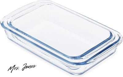 Mrs. Jones ovenschaal set van 2 verschillende maten ovenschotels voor lasagne tiramisu en meer transparant groot klein .