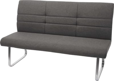 Bank MCW-G55, eetkamerbank, stof/textiel geborsteld roestvrij staal ~ grijsbruin 160cm