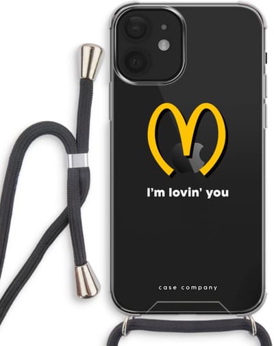 Case Company® - Hoesje met koord geschikt voor iPhone 12 mini hoesje met Koord - I'm lovin' you - Telefoonhoesje met Zwart Koord - Bescherming aan alle Kanten en Over de Schermrand