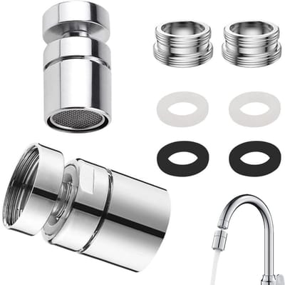 Kraanbeluchterset - 360° draaibaar, M24 en 22 binnendraad adapter - Perfecte kraanbevestiging voor keuken en badkamer - Waterbesparende beluchter voor kraan