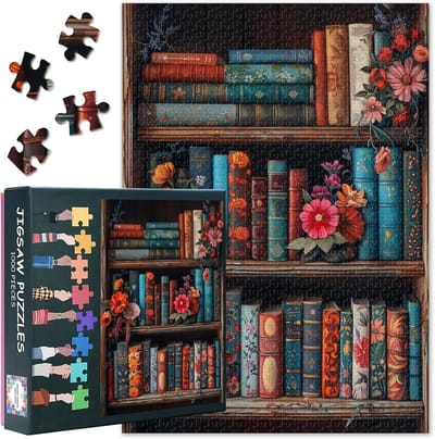1000-Delige Legpuzzel: Vintage Boeken & Bloemen - Uitdagend voor Volwassenen