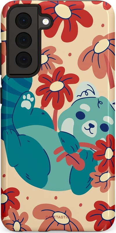 Casetastic Hoesje Geschikt voor Samsung S21 FE - Stijlvolle Beschermende Duo-layer Case - Rode panda knuffels