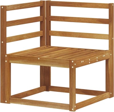 Outdoor hoekbank van massief acaciahout natuur, 63 x 63 x 73 cm, modulaire bank met lattendesign voor terrassen en tuinen, weerbestendig gelakt, onderhoudsvriendelijk