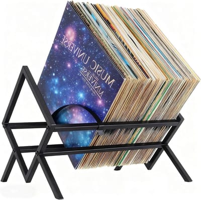 Vinyl Platenopslag voor 70-90 LP's - Metalen Stand voor Grammofoonplaten, Tijdschriften en Albums met Scheidingswand