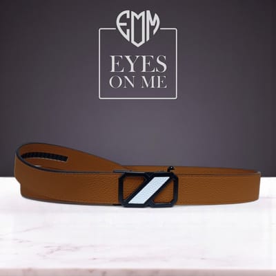 Camel Topgrain leren riem zonder gaatjes met automatische gesp voor heren (Model 8021-W)