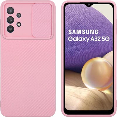 Cadorabo Hoesje geschikt voor Samsung Galaxy A32 5G in Bonbon Roze - Beschermhoes van flexibel TPU-silicone Case Cover en met camerabescherming