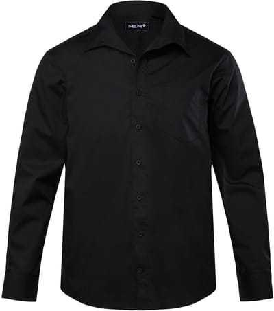 Men Plus - Heren - Zakelijk overhemd lange mouwen EasyCare Vario-kraag - Zwart - Maat XL