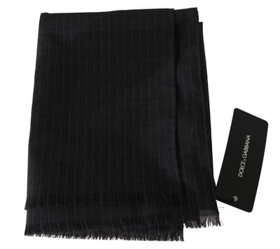 Dolce & Gabbana Men's Grijs 100% Wol Gestreept patroon Wrap Sjaal