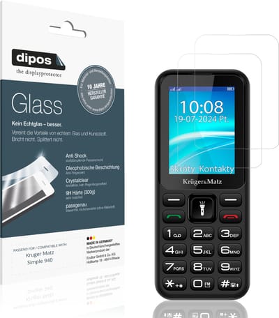 dipos – 2x Pantserfolie geschikt voor Kruger Matz Simple 940 | 9H Screenprotector