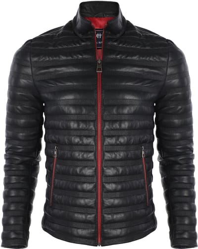 Felix Hardy Sportieve Leren Jas Met Rits Heren Zwart - L