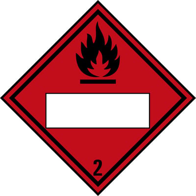 Beschrijfbare ADR klasse 2.1 sticker brandbare gassen 100 x 100 mm