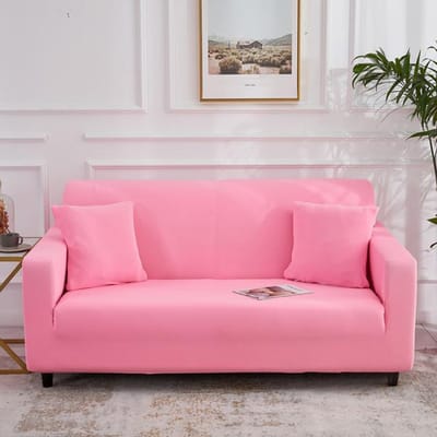 Nieuwe effen kleur bankhoezen voor woonkamer elastische bankhoes hoekbankhoes slipcover stoelbeschermer 1 /2 /3 /4 zits sets 1PC  90-140cm pink