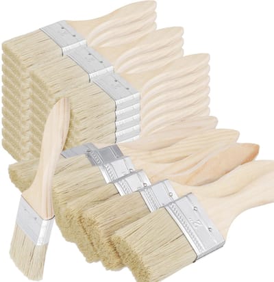 Dailygoods- Chipverfkwasten 50 stuks - Verfborstels - Kleine Penselen - Houten Handvat - Zachte Borstelharen - Comfortabel Handvat