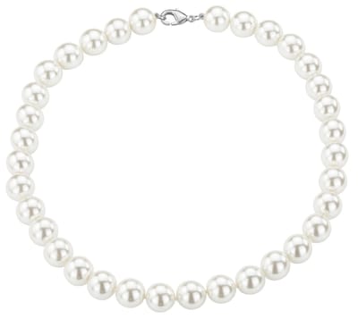 Traveller Collier - Parelketting dames - Zilverkleurig - Parels 12 mm - Wit - Ketting 42 cm - Geplatineerd - 740242