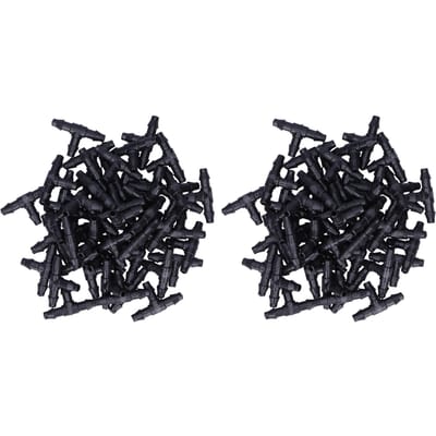 100 STUKS T-stuk Connector 4/7 Slangconnector Tuinirrigatie Koppelingen voor Micro Sproei-irrigatie black