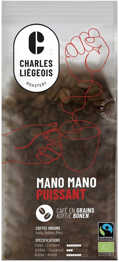 Coffee beans Charles Liégeois Mano Mano Puissant, 250 g