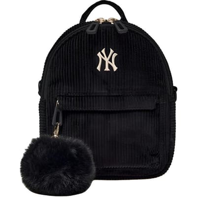 MLB New York Yankees Logo Pluche Sleutelhanger Katoenen Mini Rugzak Rugzak voor Dames Zwart 7ABKB005N-50BKS Basic Set (Bag) black