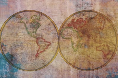 Fotobehang - Wold Map Abstract II 375x250cm - Vliesbehang