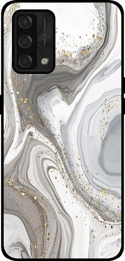 Smartphonica Telefoonhoesje Geschikt voor Oppo A74 4G met marmer opdruk - TPU backcover case marble design - Zilver geschikt voor Oppo A74 4G