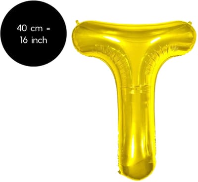 Fienosa Letter Ballonnen - Letter T - Goud - Kleur Goud - 40 cm - Helium Ballon - Verjaardag Ballon - Verjaardag versiering