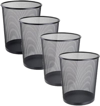 Unyqoos® Zwarte metalen prullenmand set van 4 voor diverse ruimtes en gebruik