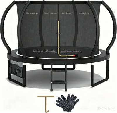 Devoko Trampoline 228 cm / 7.5 ft – Ronde Tuintrampoline met Veiligheidsnet & Ladder – Max. Belasting 50 kg – Diameter 190 cm – Kindertrampoline – Zwart