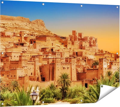 Gards Tuinposter Kasbah Ait Ben Haddou Stad in Marokko - 120x90 cm - Tuindoek - Tuindecoratie - Wanddecoratie buiten - Tuinschilderij