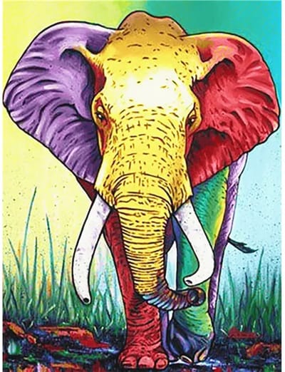 SIEPS Diamond Painting Volwassenen - Diamond Painting Kinderen - Super Kleurrijke Olifant - Inclusief Diamond Painting Pen , Bakje & Wax - 30 x 40 CM - Diamond Painting Pakket Volledig