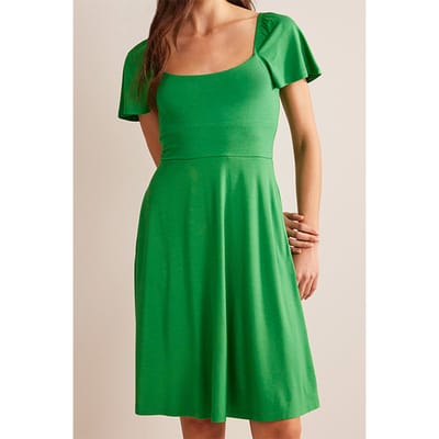 Boden Square Neck Jersey Mini Dress Rolling Hills Maat: 12L | Mini Jurken Outlet | Dames | Groen