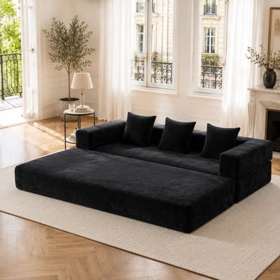 Modulaire chenille sofa blokken - vrij te combineren voor woonkamer, speelruimte of DIY - 2-6 personen - diverse kleuren - zijvakken voor opbergruimte - antislip onderkant - zachte chenille bekleding