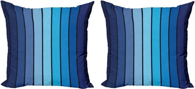 ABAKUHAUS Decoratieve kussenhoes met marinemotief, 2 stuks, plaatjes met blauwe rand 50x50 cm, donkerblauw en lichtblauw