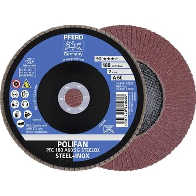 PFERD TOOLS 67706185 A Psf Steelox Lamellenschijf Diameter 180 mm Boordiameter 22.23 mm Korrelgrootte (num) 60 10 stuk(s)