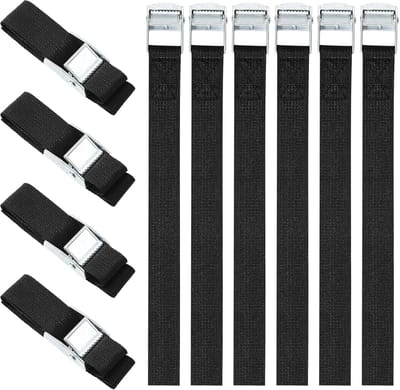 Sjorbanden Set - Spanbanden Bundel - Vervoer Vastzetten - Met Gesp Karabijnhaak - 25mm x 50cm - Zwart