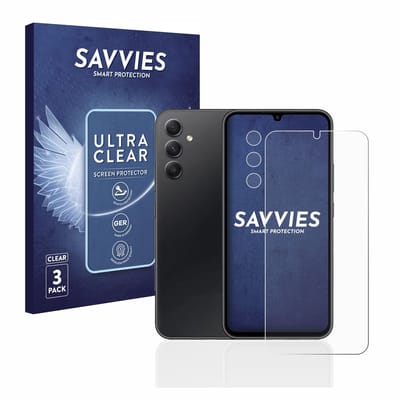 Savvies - Screenprotector voor Samsung Galaxy A34 5G (Voor+Camera) - Folie Beschermfolie transparant 6 Stuks
