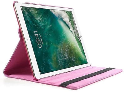 360° Draaibare Bookcase Hoes voor iPad Pro 12.9 – Boekstijl – Shockproof Roze