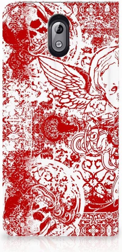 Book Case voor Mobiel BookCase Nokia 3.1 (2018) Angel Skull Rood