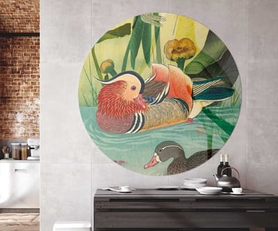 Behangcirkel 150cm Botanical mandarin duck - Wallz